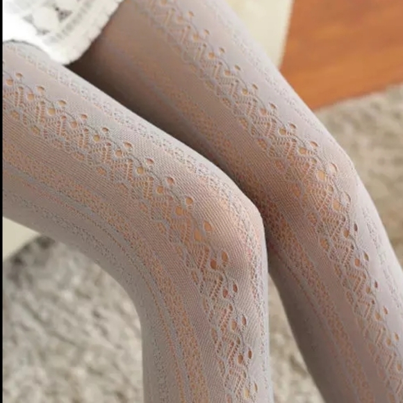 Nikkiwallflower Accessories - Grey Lace Knit Tights